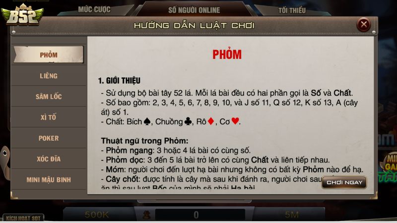 Bí quyết chơi Phỏm B52 Club dễ thắng