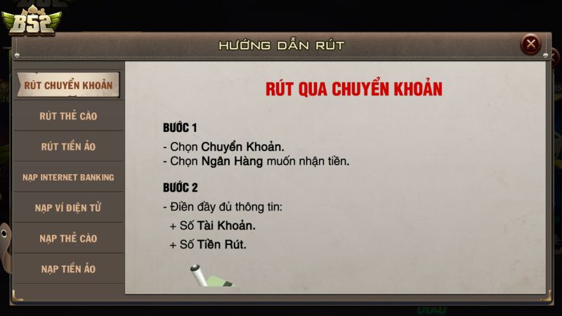 Rút tiền B52 Club về tài khoản ngân hàng